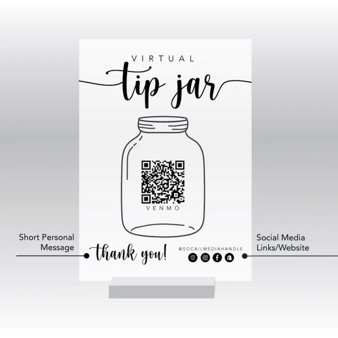 virtual-tip-jar-qr-code-custom-acrylic-tip-display-minimalistic-acrylic-plaque-with-clear-custom-stand-contactless-tipping-option-sign-makerplace-by-michaels for Free Printable Tip Jar Signs Virtual Tip Jar — QR Code Custom Acrylic Tip Display, Minimalistic Acrylic Plaque with Clear Custom Stand, Contactless Tipping Option Sign | MakerPlace by Michaels for Free Printable Tip Jar Signs